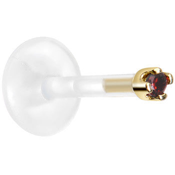 Solid 14K Yellow Gold January 1.5mm CZ Bioplast Push in Labret Monroe