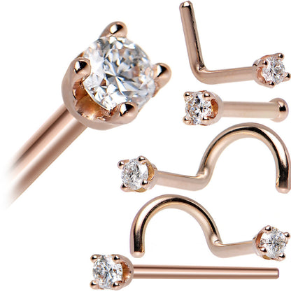 14k Rose Gold 2mm Lab Grown Diamond Nose Ring