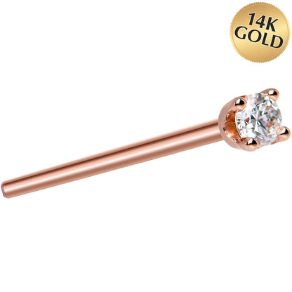 14K Rose Gold 2mm Cubic Zirconia Nose Ring