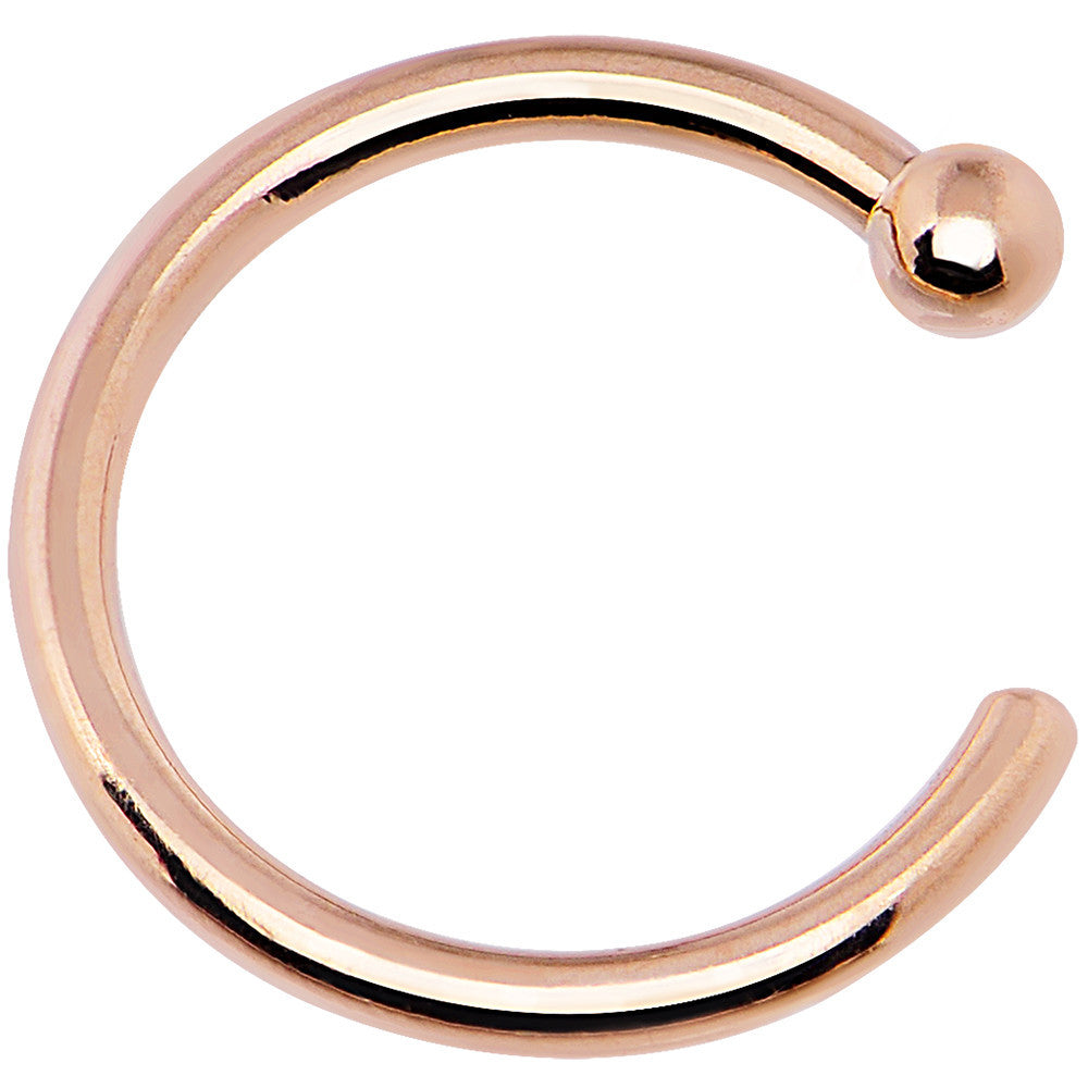 20G 1/4 14k Solid Rose Gold Nose Hoop