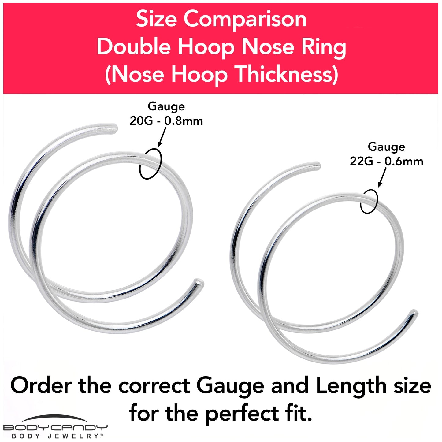 14k Solid White Gold Double Hoop Nose Spiral Nose Ring
