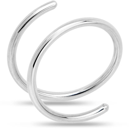 14k Solid White Gold Double Hoop Nose Spiral Nose Ring