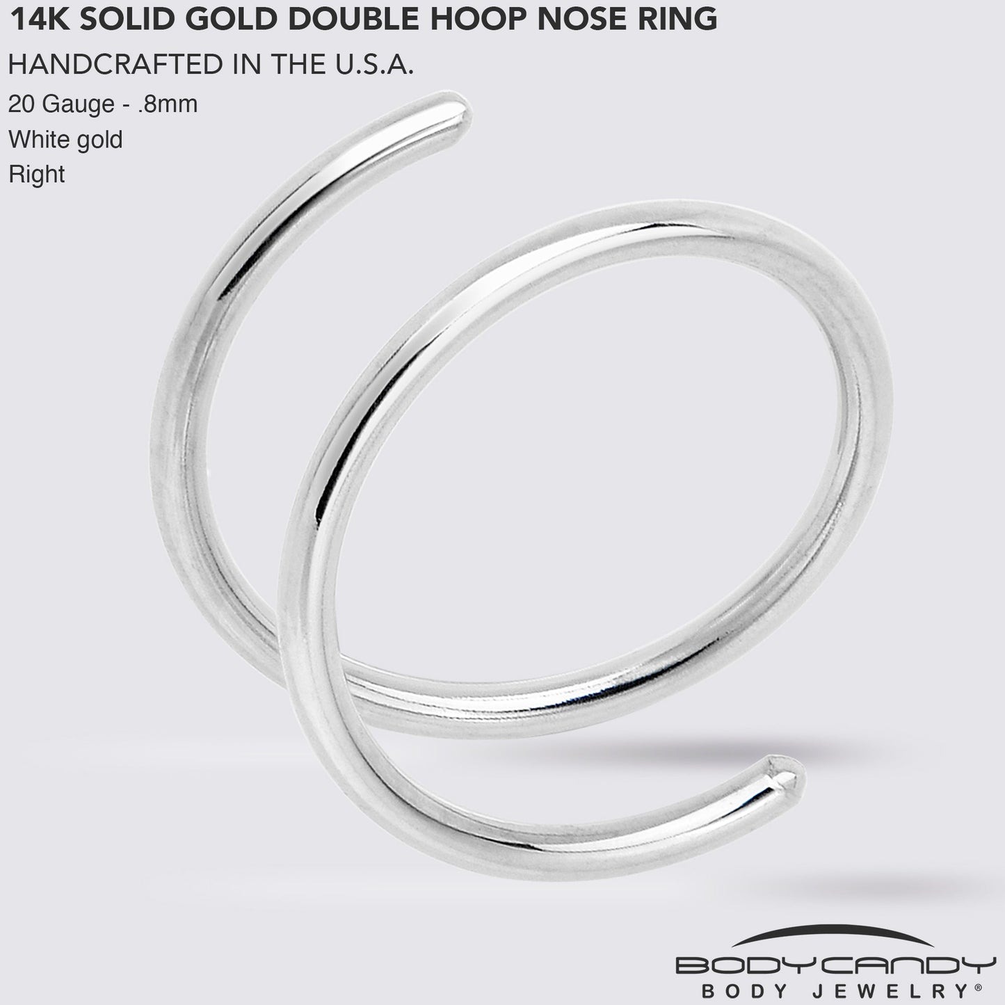 14k Solid White Gold Double Hoop Nose Spiral Nose Ring