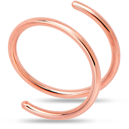 14k Solid Rose Gold Double Hoop Nose Spiral Nose Ring