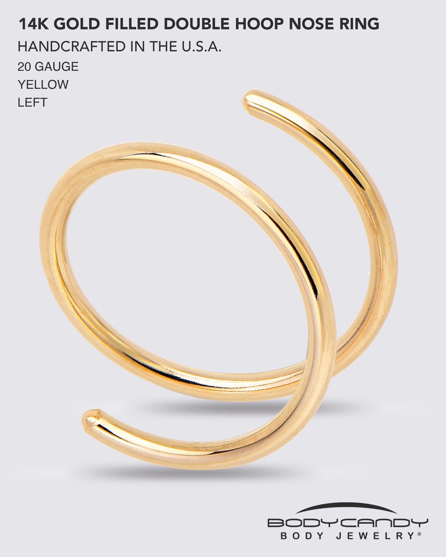 Double Hoop Nose 14k Yellow Gold Filled Spiral Nose Ring