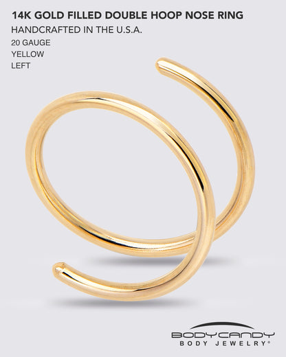 Double Hoop Nose 14k Yellow Gold Filled Spiral Nose Ring