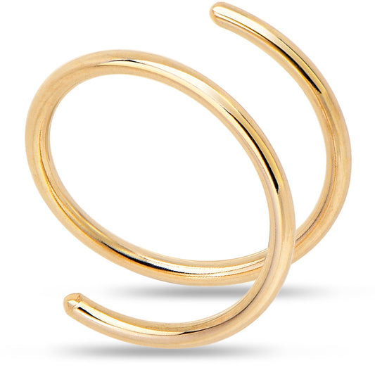 Double Hoop Nose Solid 14k Yellow Gold Spiral Nose Ring 20G 8mm Left