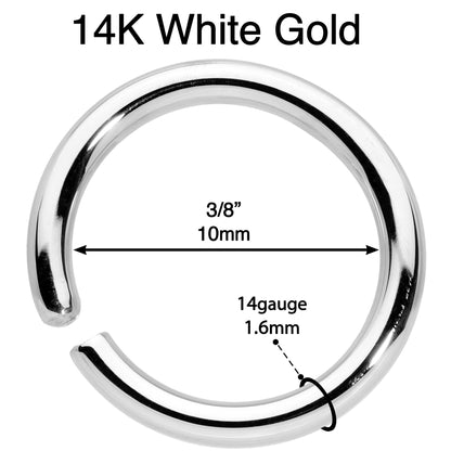 14G 3/8 Handcrafted Solid 14k White Gold Seamless Circular Ring