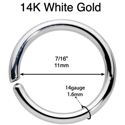 14G 7/16 Handcrafted Solid 14k White Gold Seamless Circular Ring