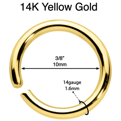 14G 3/8 Handcrafted Solid 14k Yellow Gold Seamless Circular Ring