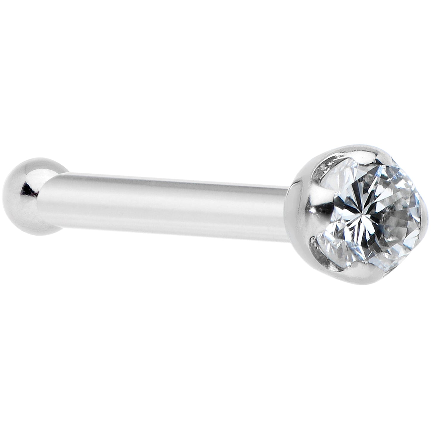 14k Solid White Gold Genuine 1.5mm Diamond Micro Nose Ring