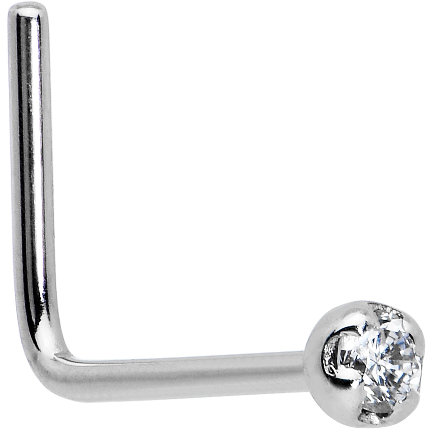 14k Solid White Gold Genuine 1.5mm Diamond Micro Nose Ring