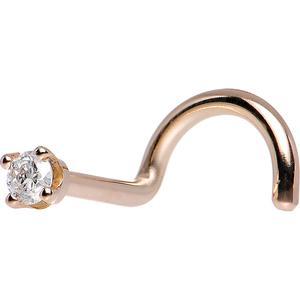 14K Rose Gold 2mm Genuine Diamond Nose Ring