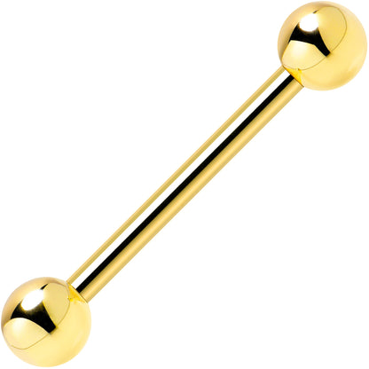 14k Solid Gold Ball Internally Threaded Barbell Tongue Ring