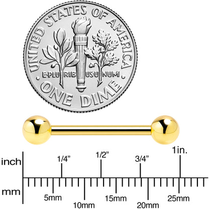 14k Solid Gold Ball Internally Threaded Barbell Tongue Ring