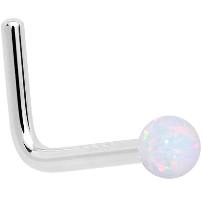 14k White Gold 2.5mm Synthetic Opal Ball Nose Ring