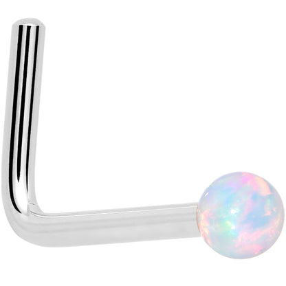 14k White Gold 2.5mm Synthetic Opal Ball Nose Ring