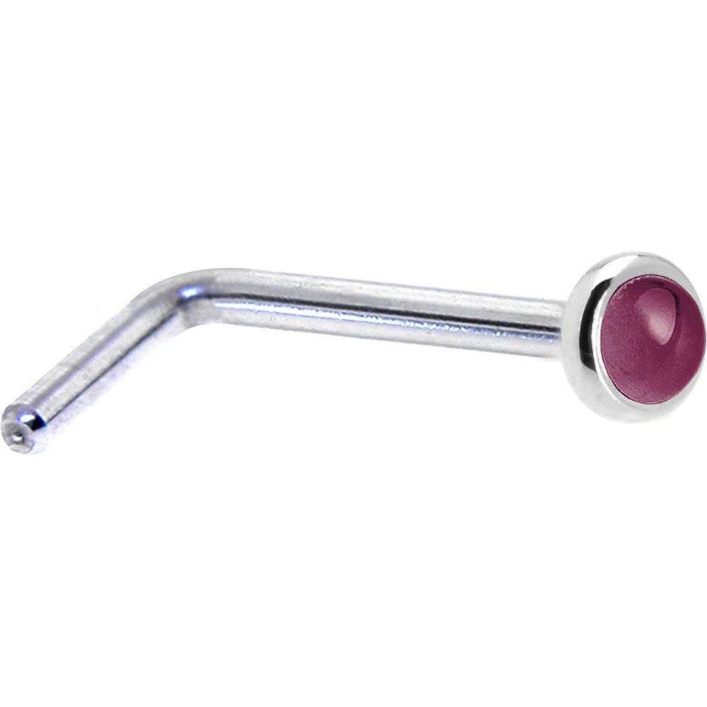 Solid 14K White Gold 2mm Genuine Raspberry Rhodolite Garnet Nose Ring