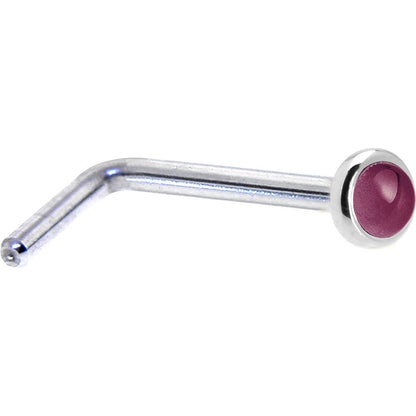 Solid 14K White Gold 2mm Genuine Raspberry Rhodolite Garnet Nose Ring