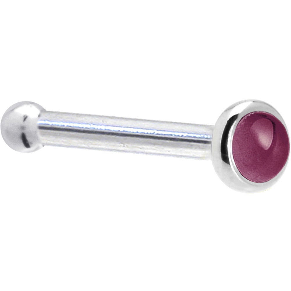 Solid 14K White Gold 2mm Genuine Raspberry Rhodolite Garnet Nose Ring