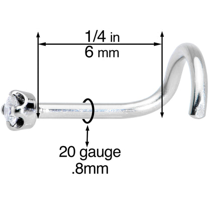 Solid 14K White Gold 1.5mm Genuine Diamond Nose Ring