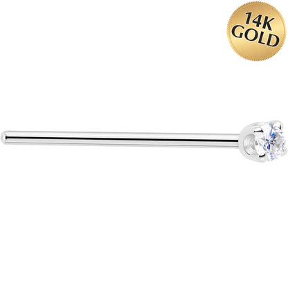 Solid 14K White Gold 2mm Genuine Diamond Nose Ring