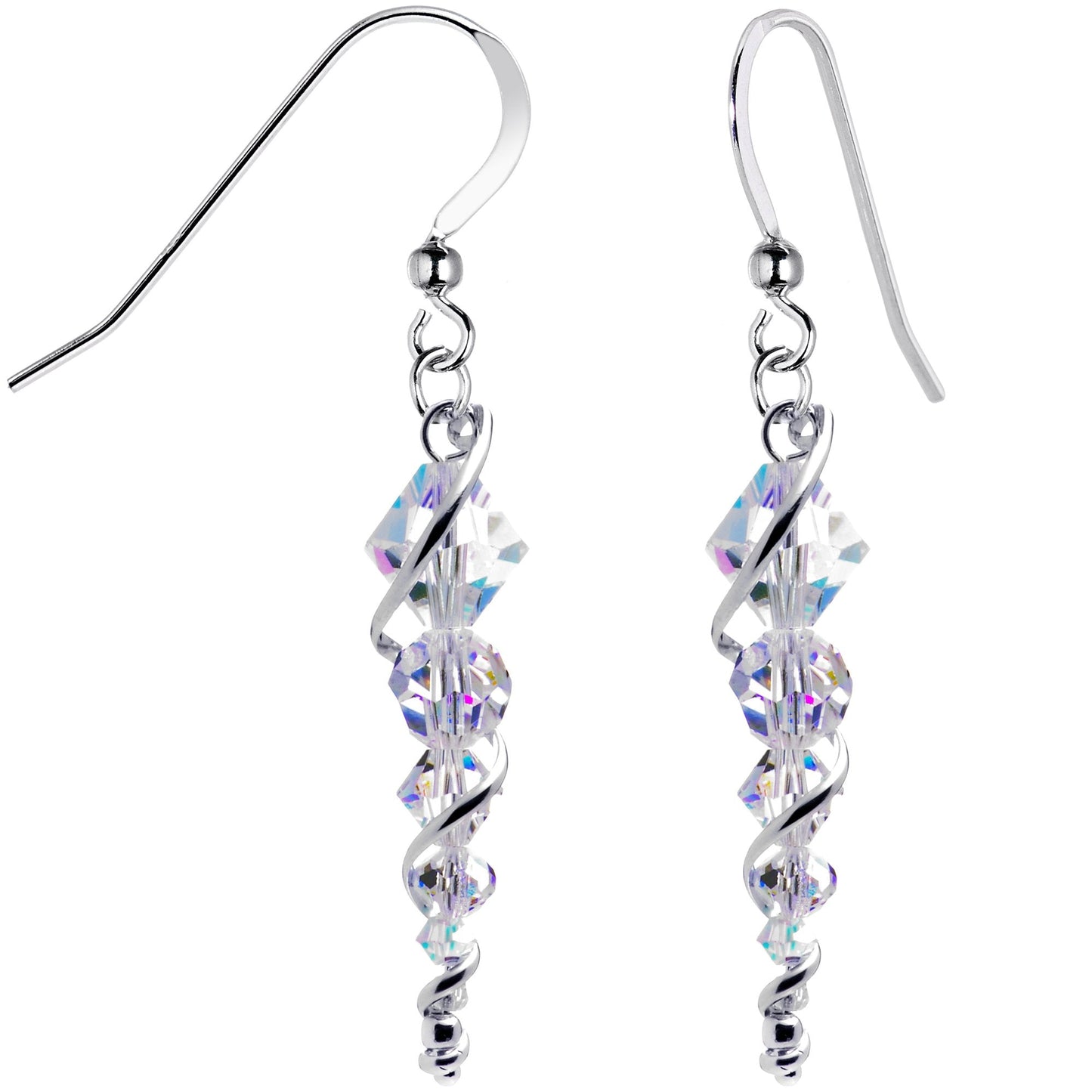 925 Sterling Icicle Drop Earrings Created with Crystals