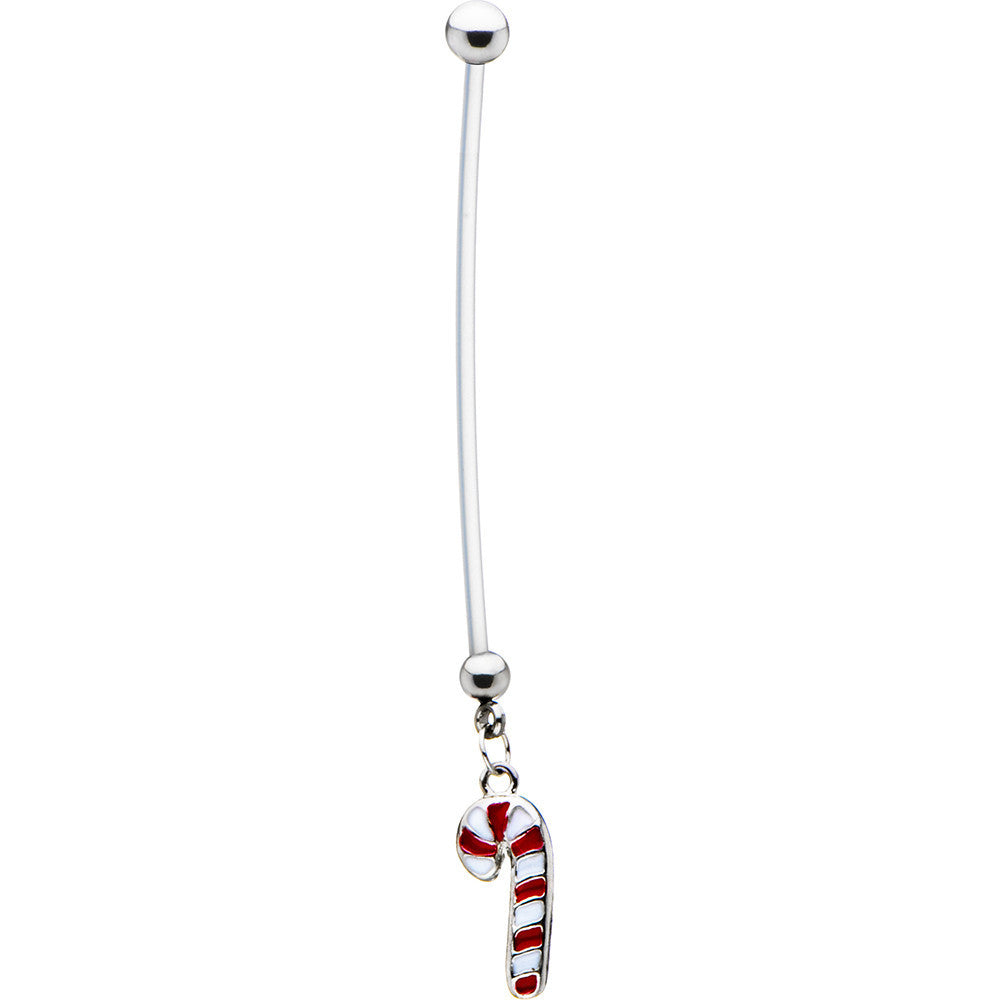 Stainless Steel Holiday Candy Cane Pregnant Belly Ring
