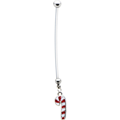 Stainless Steel Holiday Candy Cane Pregnant Belly Ring