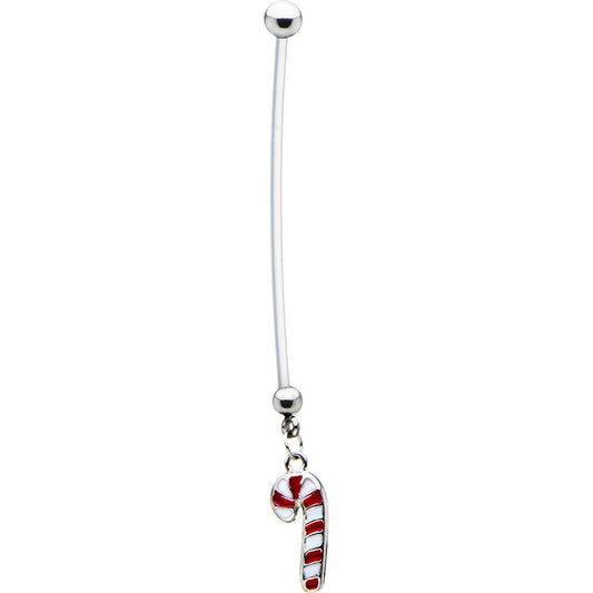 Stainless Steel Holiday Candy Cane Pregnant Belly Ring