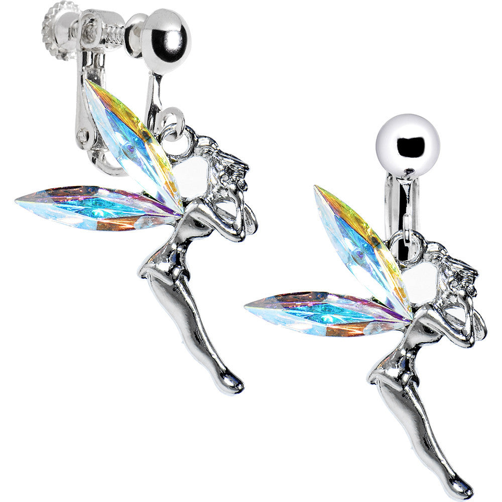 Aurora Cubic Zirconia Fairy Clip Earrings