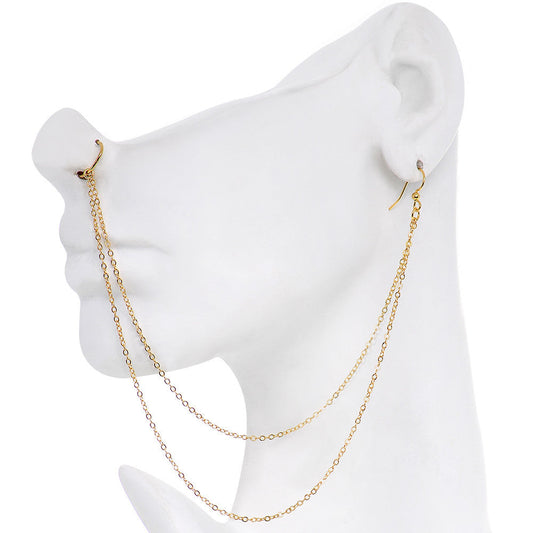 Handcrafted Pirate Booty Gold Plated Ear to Nose Chain 20G 5/16