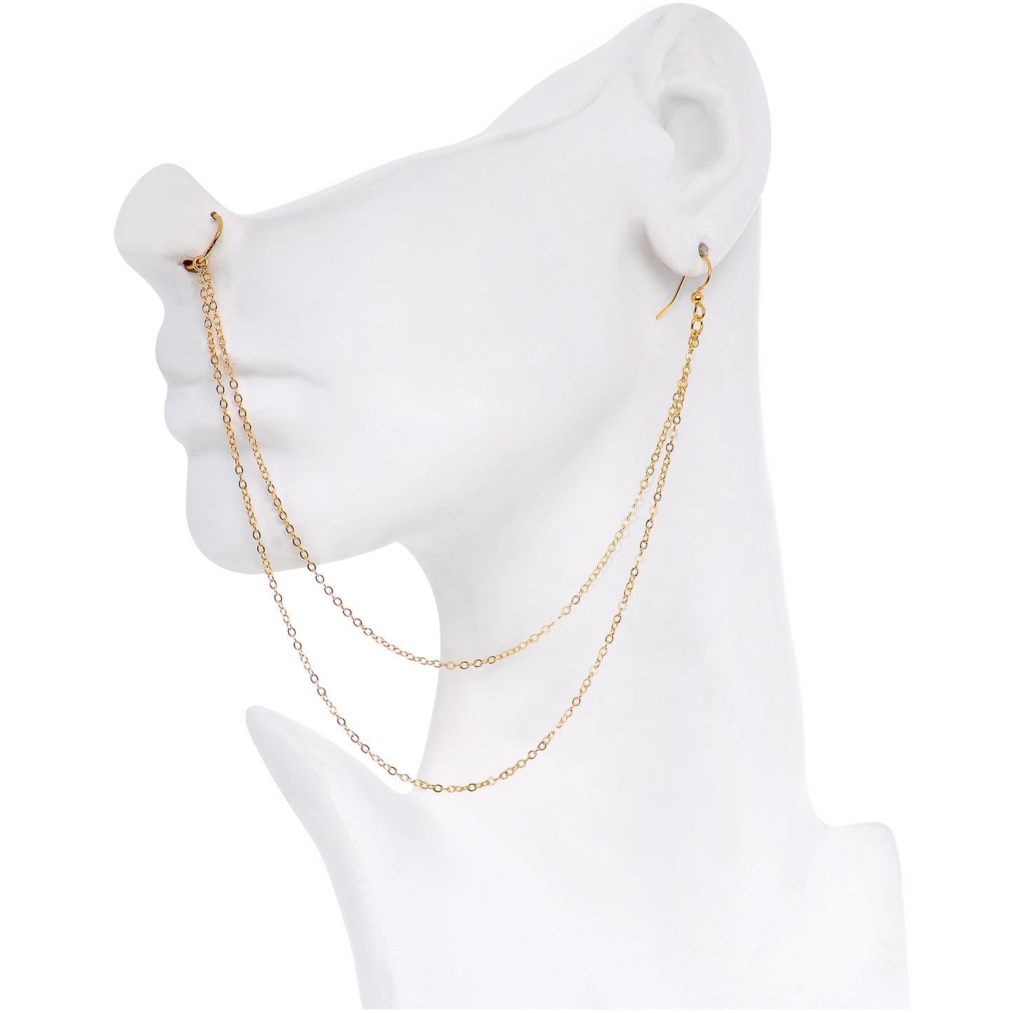 Handcrafted Pirate Booty Gold Plated Ear to Nose Chain 20G 5/16