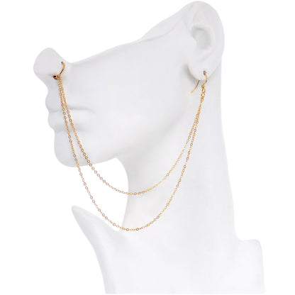 Handcrafted Pirate Booty Gold Plated Ear to Nose Chain 20G 5/16
