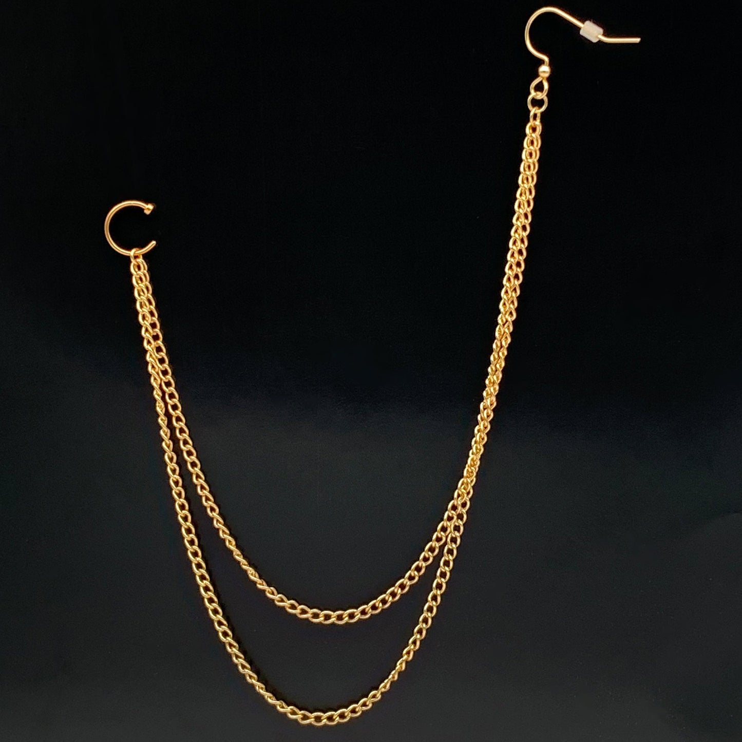 Handcrafted Pirate Booty Gold Plated Ear to Nose Chain 20G 5/16