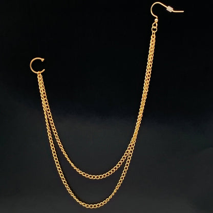 Handcrafted Pirate Booty Gold Plated Ear to Nose Chain 20G 5/16