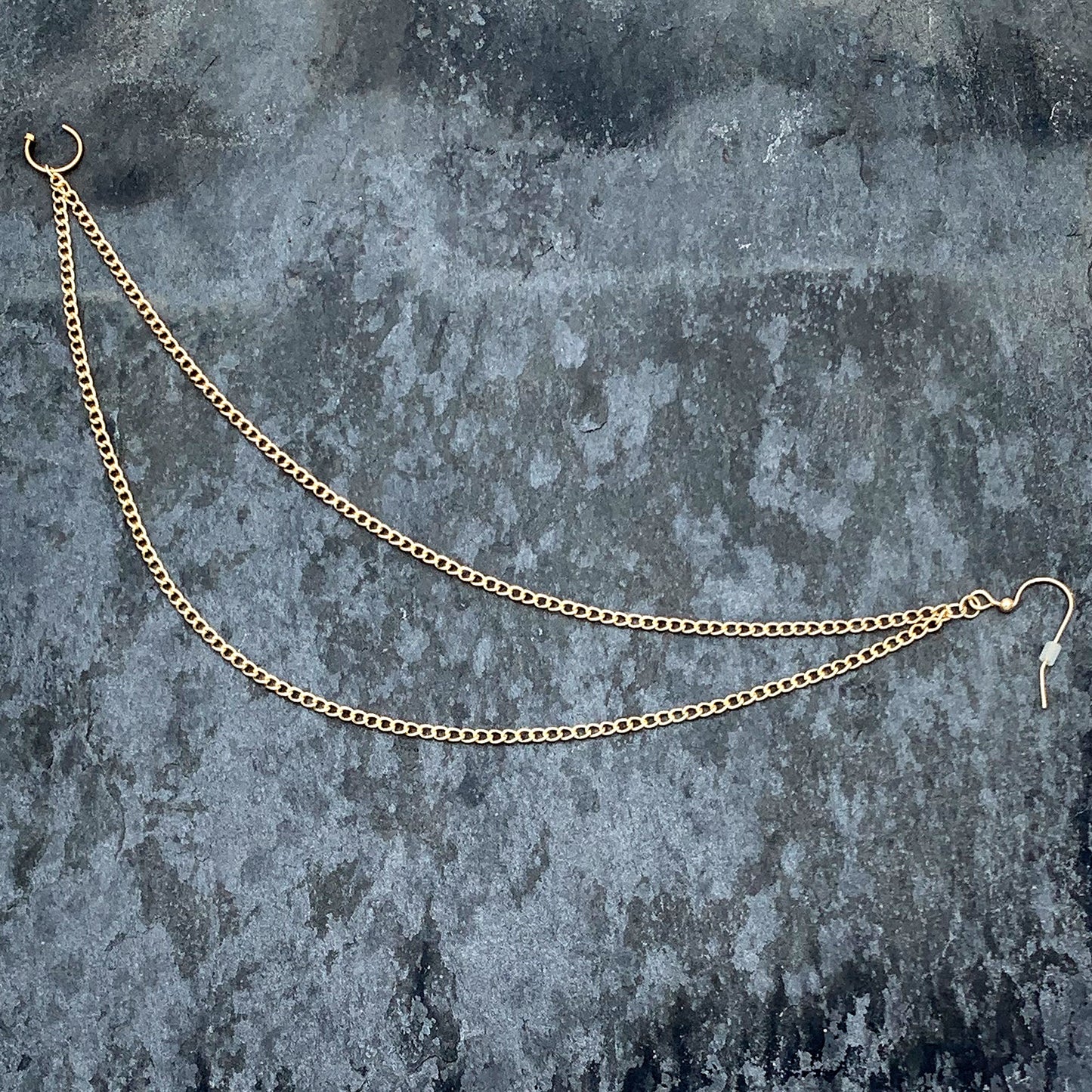 Handcrafted Pirate Booty Gold Plated Ear to Nose Chain 20G 5/16