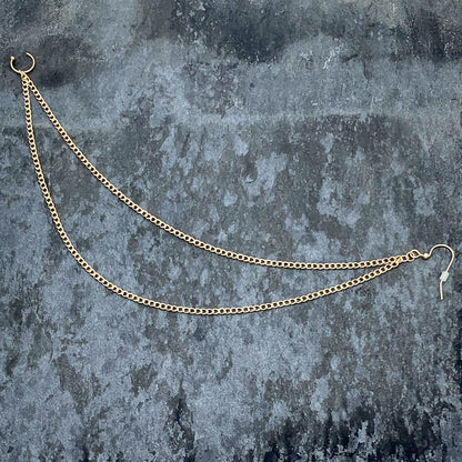 Handcrafted Pirate Booty Gold Plated Ear to Nose Chain 20G 5/16