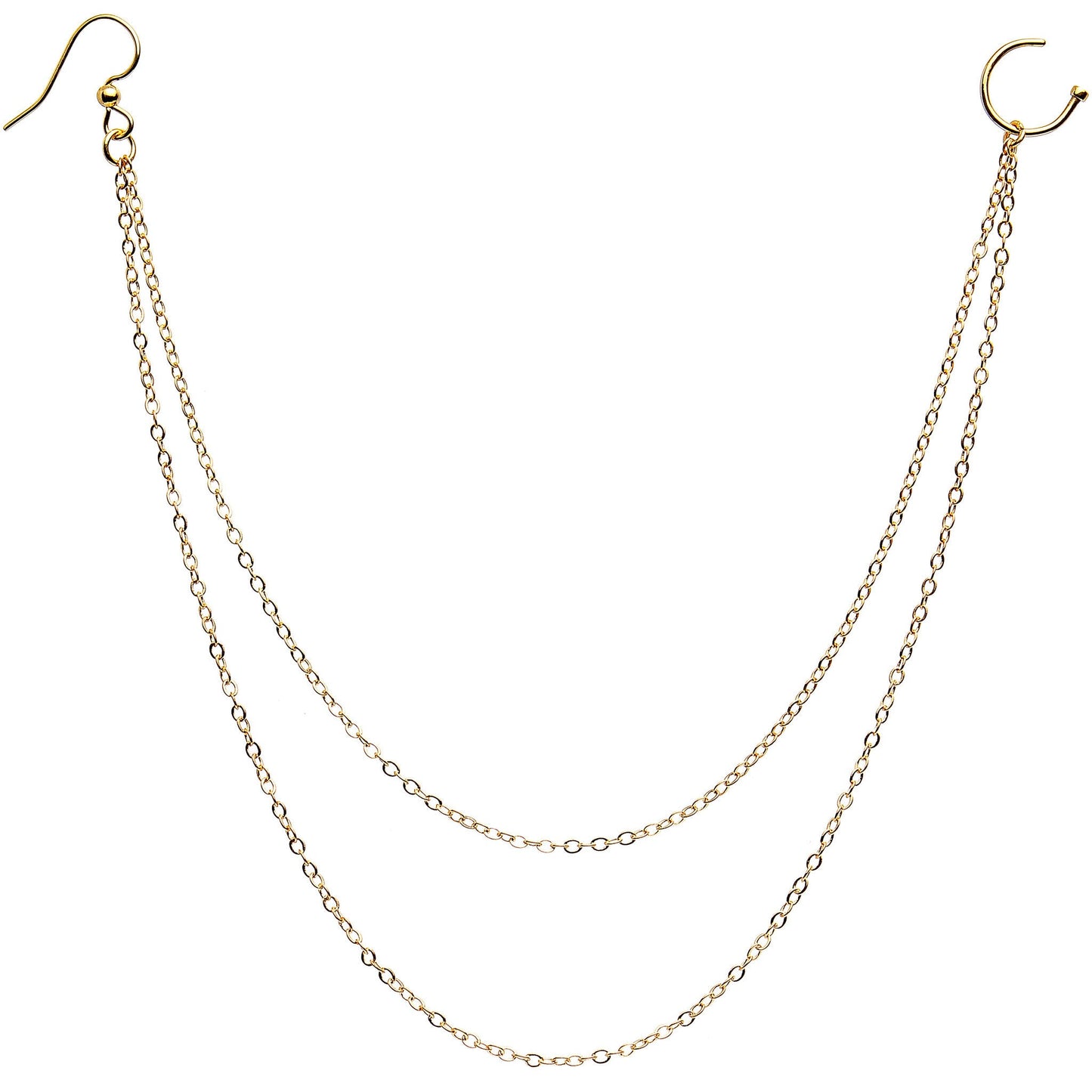 Handcrafted Pirate Booty Gold Plated Ear to Nose Chain 20G 5/16