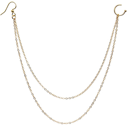 Handcrafted Pirate Booty Gold Plated Ear to Nose Chain 20G 5/16