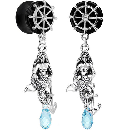 Aqua Nautical Mermaid Plug Set Created with Crystal 00G to 1 Inch