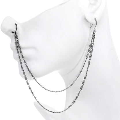 Handcrafted Black Anodized Double Sweep Ear to Nose Chain