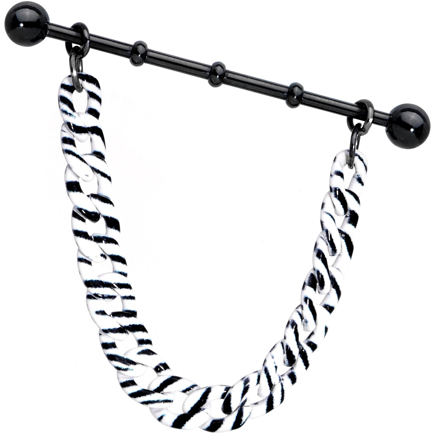 Handcrafted Anodized Titanium Zebra Stripe Industrial Barbell 38mm