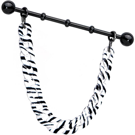 Handcrafted Anodized Titanium Zebra Stripe Industrial Barbell 38mm