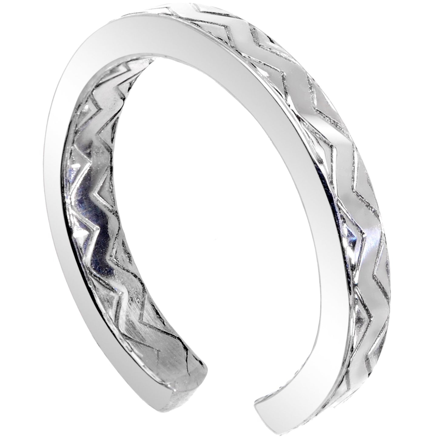 Handcrafted 925 Sterling Silver Zig Zag Pattern Toe Ring