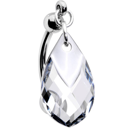 Clear Drop Reversible Belly Ring Created with Crystals