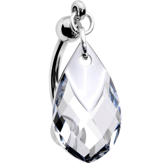 Clear Drop Reversible Belly Ring Created with Crystals