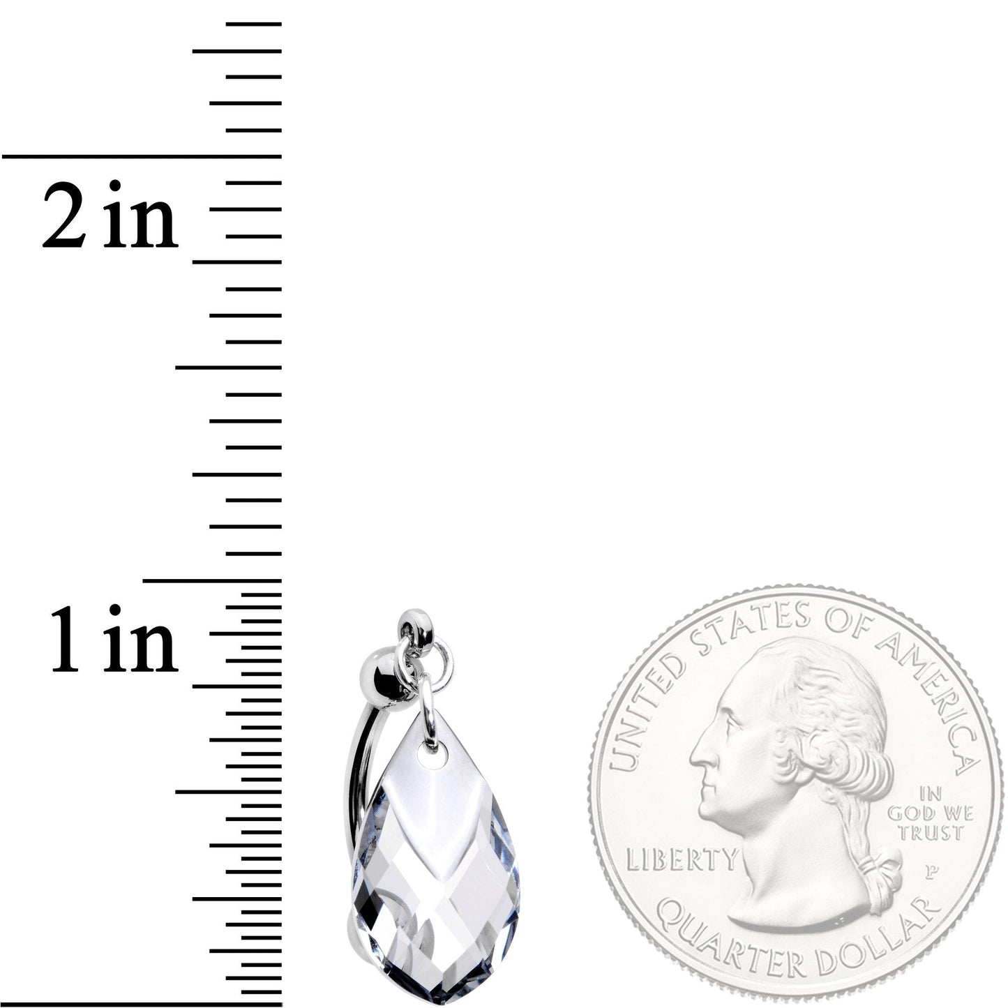 Clear Drop Reversible Belly Ring Created with Crystals