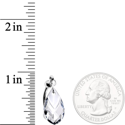 Clear Drop Reversible Belly Ring Created with Crystals
