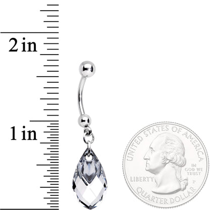 Clear Drop Reversible Belly Ring Created with Crystals